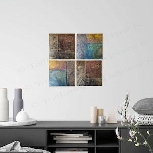 Abstract schilderen 20x20 cm minimalistisch aluminium in vierkant formaat, 100% handgemaakt in Frankrijk