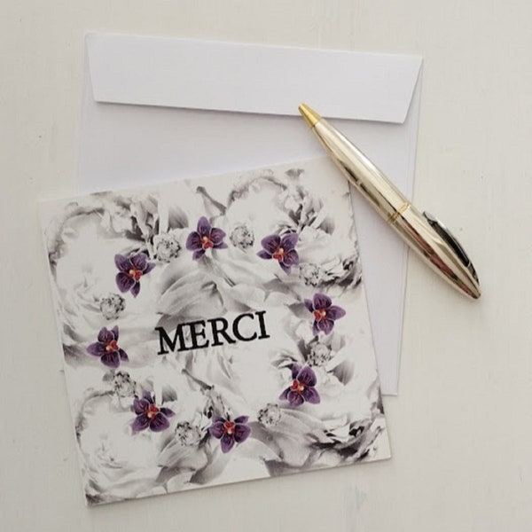 Carte de Remerciement 14x14 double avec enveloppe