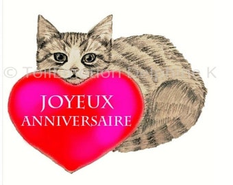 Carte Double Carree Avec Chats Duo Matinal Etsy