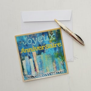 Carte d'art anniversaire format carré double pour homme et  femme