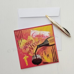 Carte d'art à thème anniversaire format carré double mixte