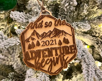 Adventure Begins Ornament  - Personalize Me!