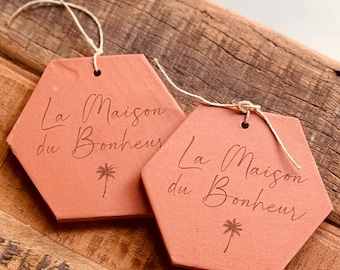 Terre cuite façon tomette - message personnalisé