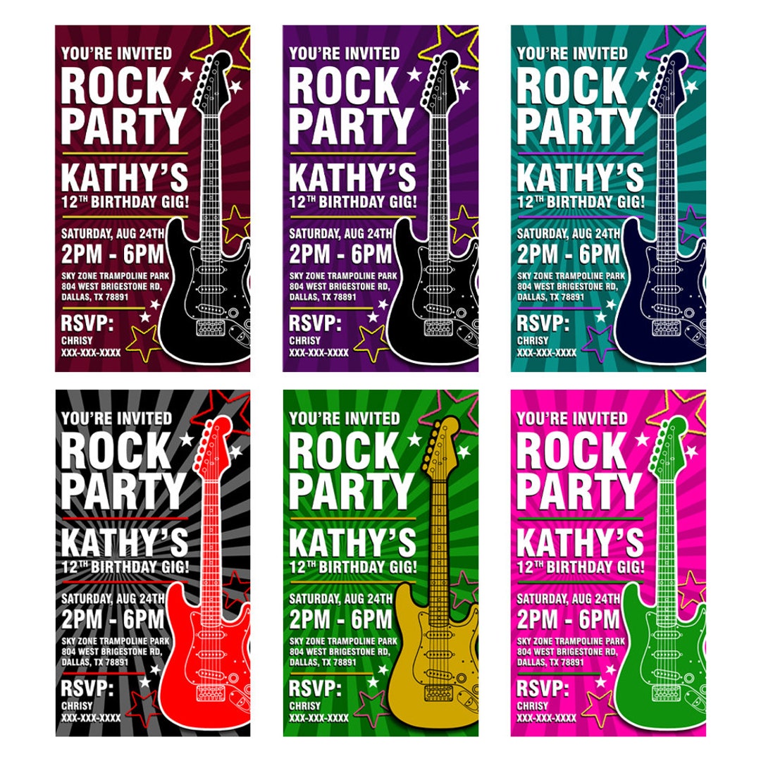 Rock Band Party Invitations PSD File Only File Etsy