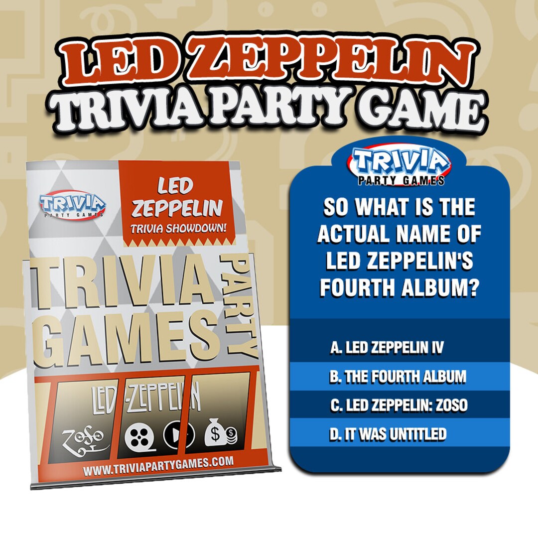 Led Zeppelin Music Trivia Party Game Etsy