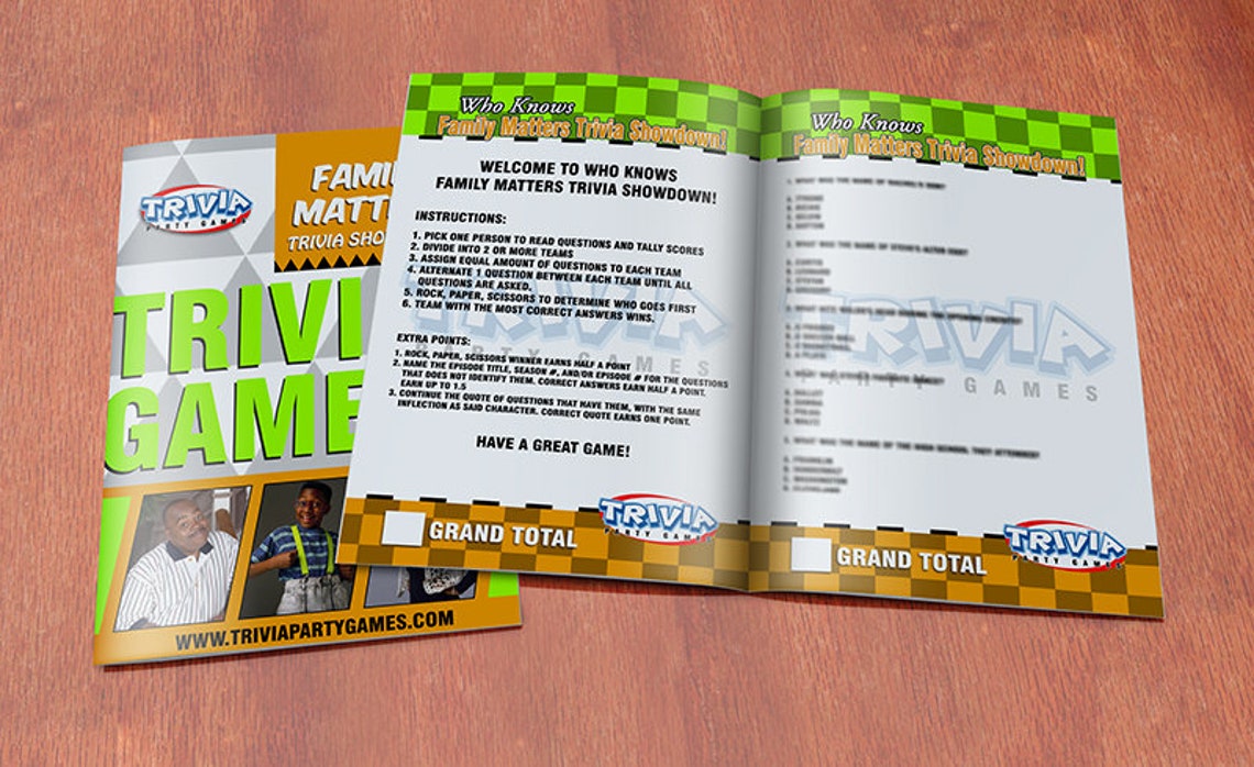 Family Matters Trivia Party Game Etsy