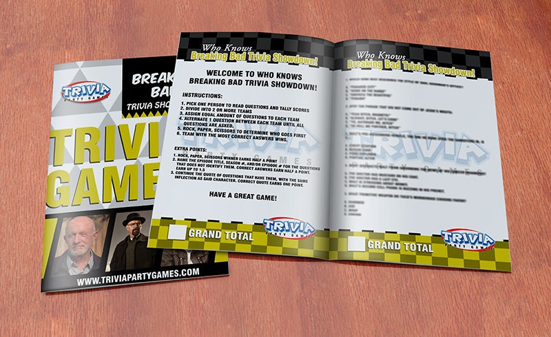 Breaking Bad Trivia Party Game Etsy
