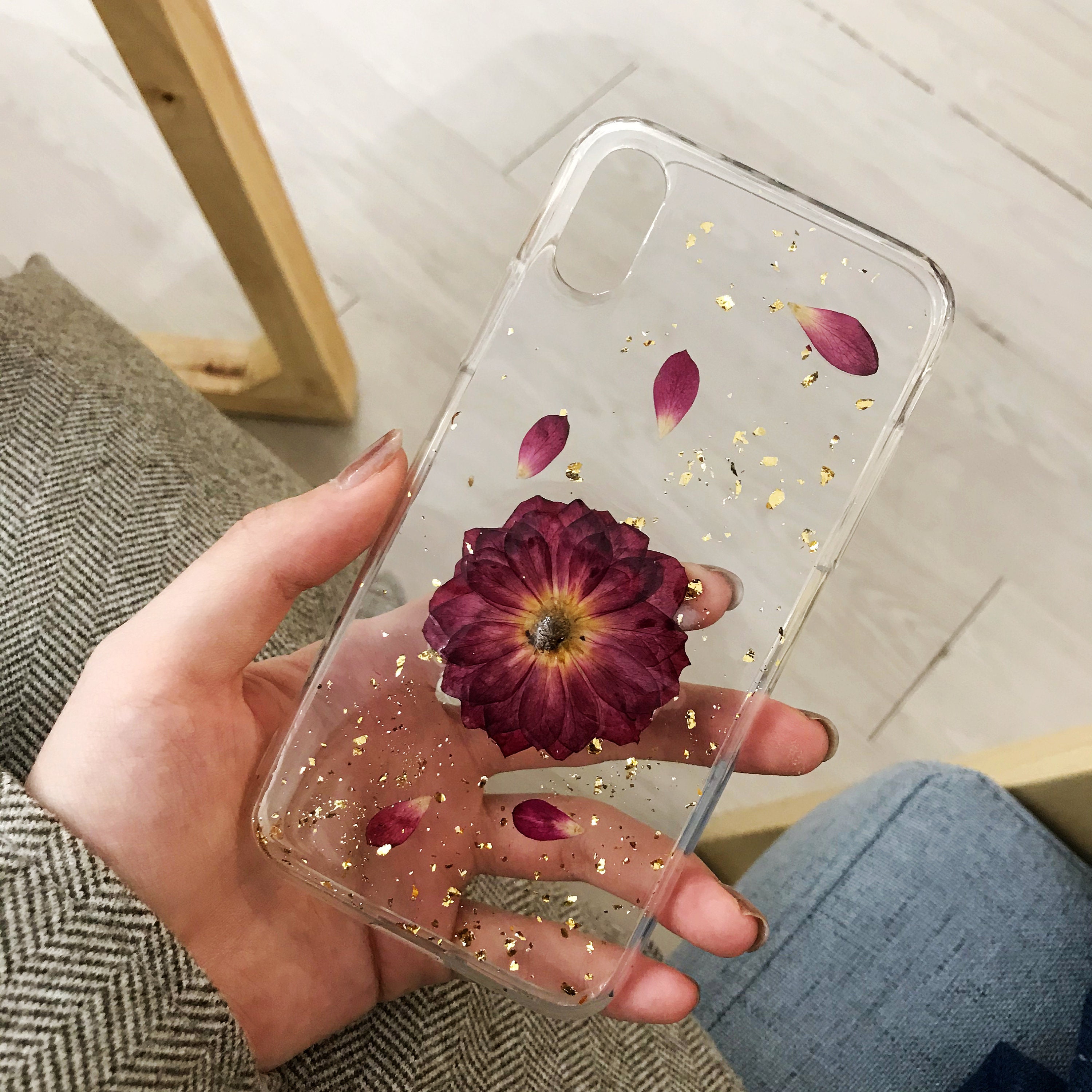 Real flower phone case dried flower phone case pressed Etsy
