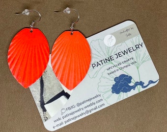 Neon Orange, Dangle Earrings, 1 Pair, Statement Jewelry