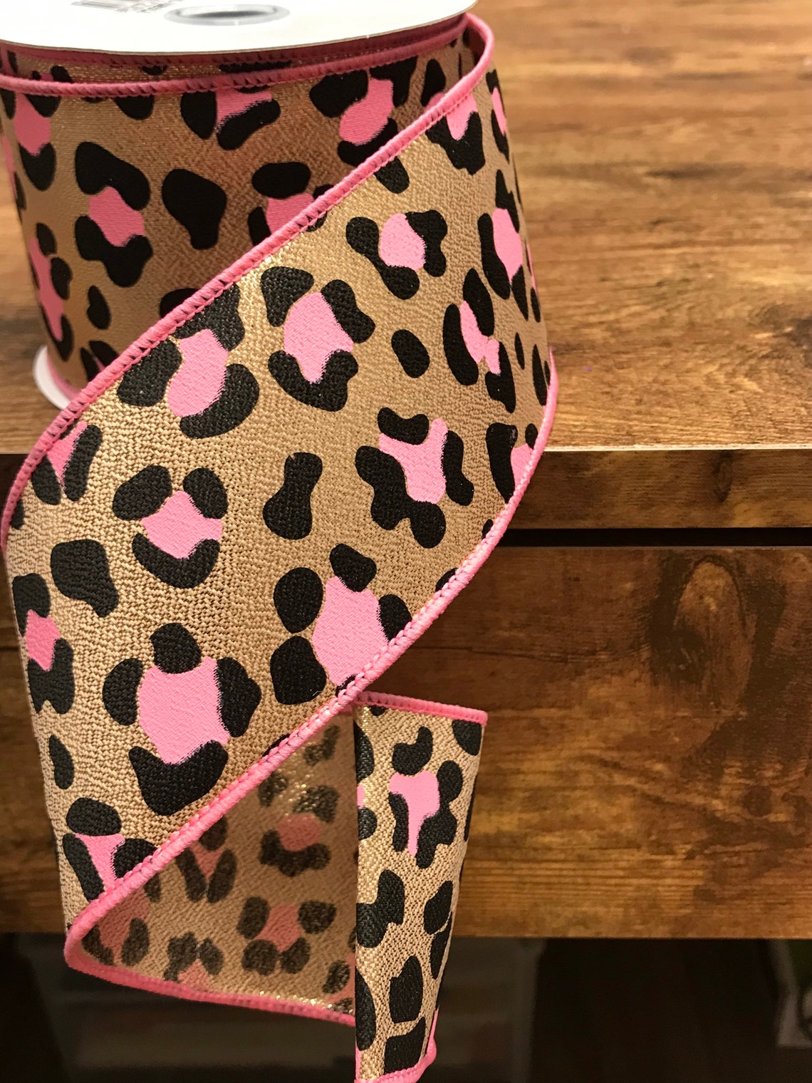 Leopard Print Ribbon With Pink Paws Etsy