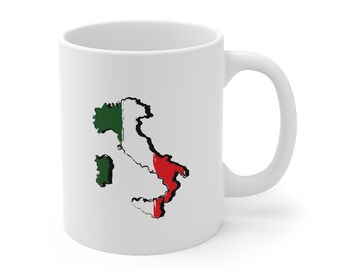 Italy Mug, Italy Coffee Mug, Map of Italy, Map of Italy Mug, Map of Italy Flag, Map of Italy Gift, Gift Italian Friend, Italian Flag
