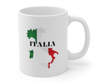 Italy Mug, Italy Coffee Mug, Map of Italy, Map of Italy Mug, Map of Italy Flag, Map of Italy Gift, Gift Italian Friend, Italian Flag