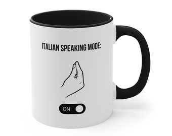 Modo de habla italiana activado, taza italiana, taza italiana divertida, taza de gesto de mano italiana, regalo de maestro italiano, regalo de amigo italiano