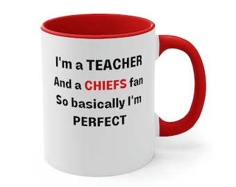 Teacher Mug, Chiefs Mug, Kansas City Chiefs Mug, Gift for Teacher, Gift for Chiefs Fan, Gift for Teacher/Chiefs Fan, Kansas City Chiefs