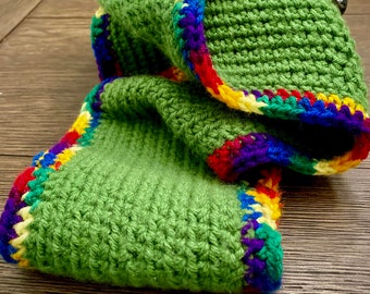 Infinity Sjaal - Groen met RegenboogRand