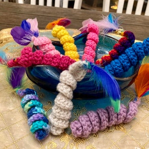 Cat Springy Spiral Cat Toy with Feather Tail, 5.5&quot; Long, 6, or 9 pack