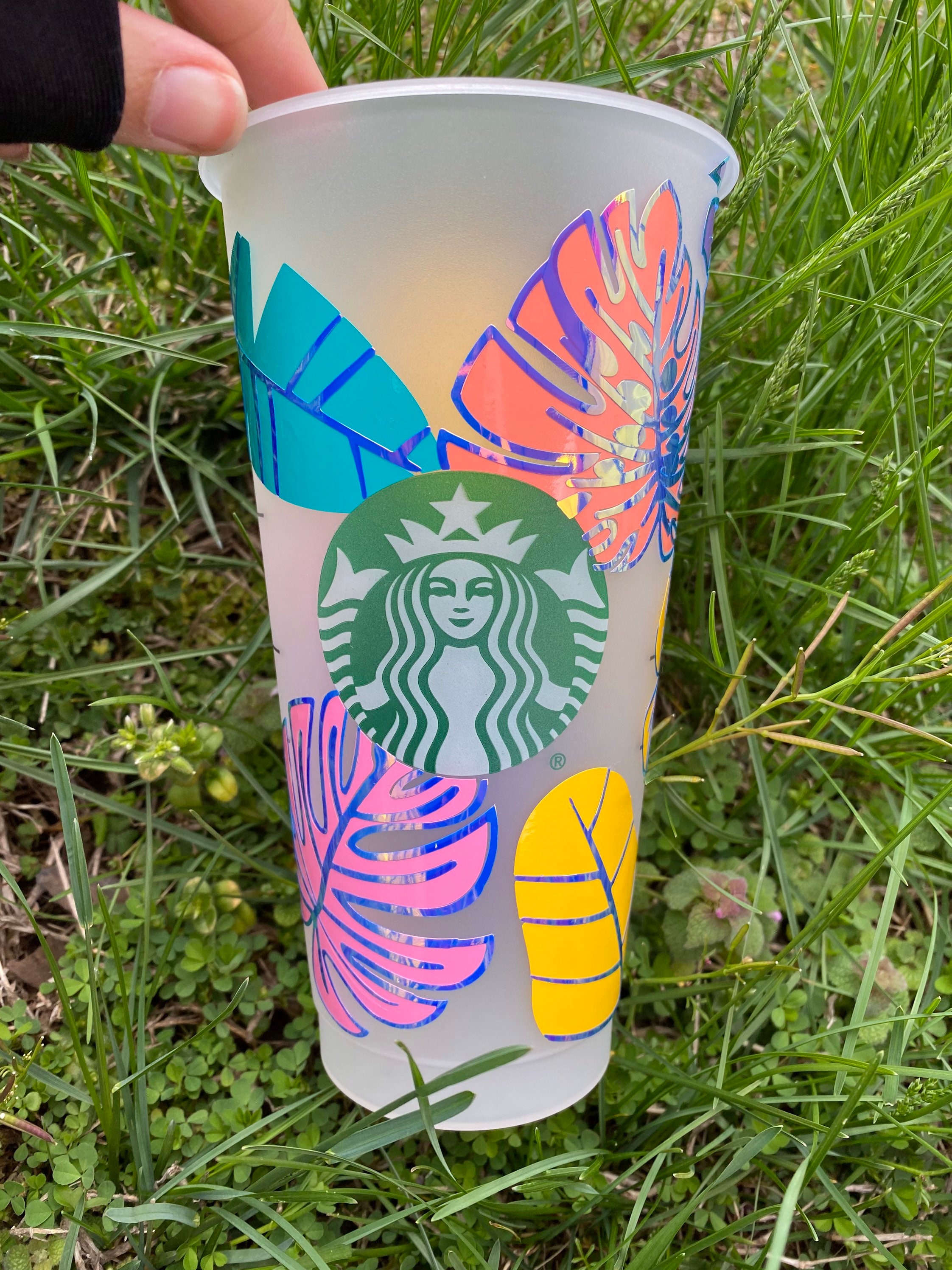 Palms tree/ summer cup/ colorful/ Starbucks cup Etsy