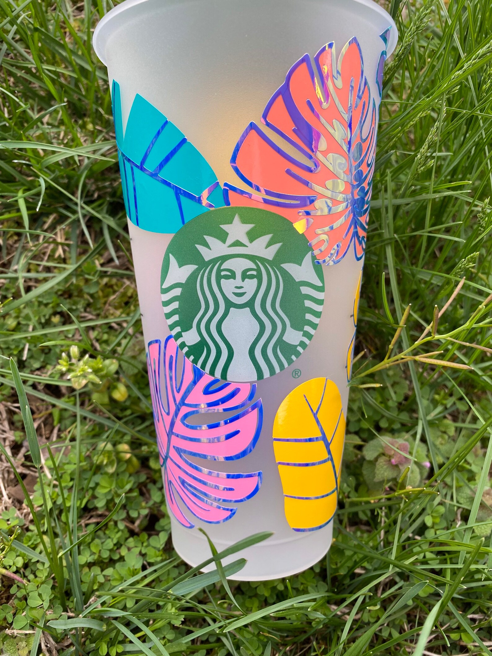 Palms tree/ summer cup/ colorful/ Starbucks cup Etsy