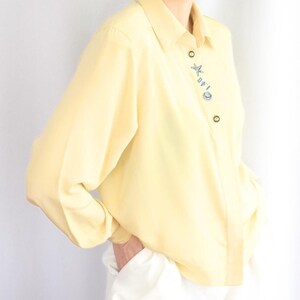 Vintage Yellow Nautical 80s Women&#39;s Top/ Marine Style Blouse Size S/M