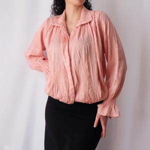 2000s y2k Blush Pink Romantic Victorian from Deux Womens Button Up Viscose Blouse