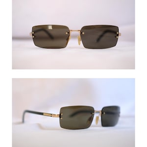 Authentic Vintage FENDI 7328 Rimless Sunglasses - Deadstock, 1990s Rectangle Designer, Made in Italy, Y2K Minimalist Eyewear