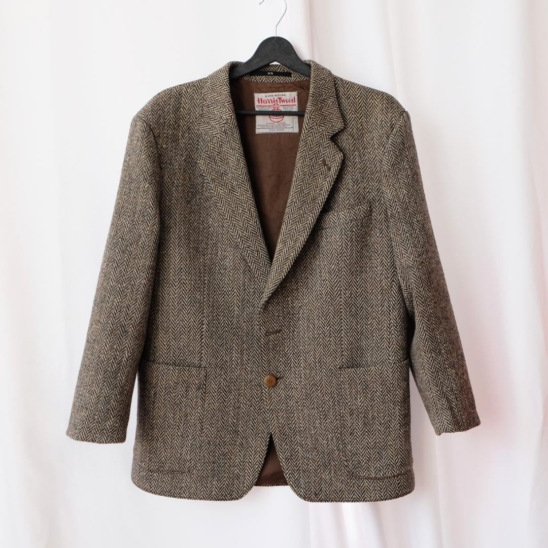 1980s HARRIS TWEED Suit Jacket / Herringbone Tweed Jacket 40