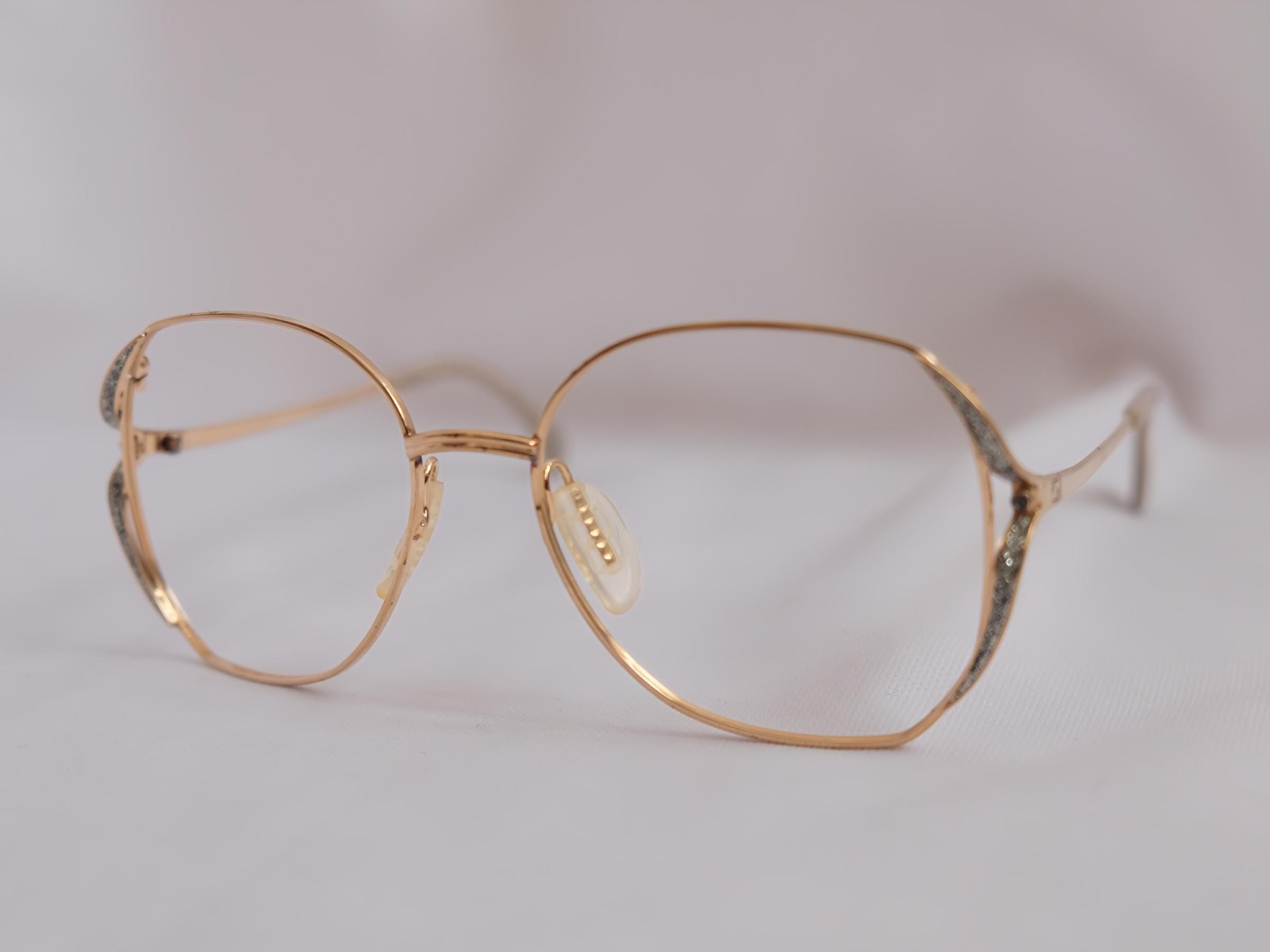 Vintage Zeiss 22K Gold Plated Eyeglasses, 1980s Oversized Frames
