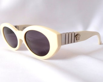Auténticas gafas de sol VERSACE MOD 480/B plateadas Medusa vintage blancas, raras, de 1996