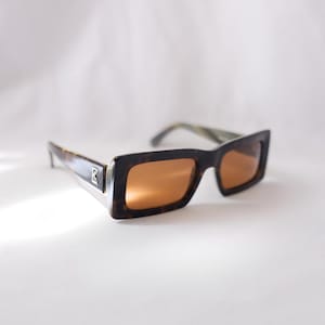 AUTHENTIC Enrico Coveri 80s Vintage Authentic Women&#39;s Deadstock Rectangle Tortoise Sunglasses