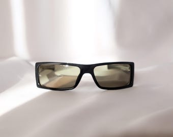 Vintage Giorgio Armani Sunglasses, Black Rectangle Frame, GA 69/S, 90s NOS