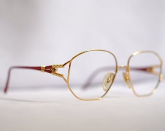 Vintage Christian Dior solglasögon i guld och röd från 1980-talet