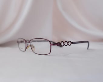 YSL 6099 Purple Vintage Glasses Frame, Designer Eyeglasses, Yves Saint Laurent Rectangle Eye Glass