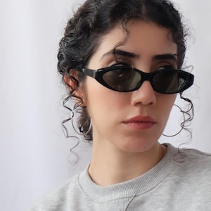 90s Alain Mikli 7157 Authentic Black Rectangle Acetate Deadstock Designer Sunglasses Handmade in France