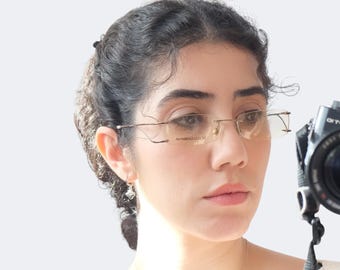 Gafas vintage Dolce & Gabbana NOS sin montura, DG 1104 marco oro rosa Y2K años 2000, gafas de diseñador lujo minimalista