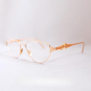 AUTHENTIC Nina Ricci 80s Cat Eye Glasses Women, Metallic Rose Gold Vintage Eyeglasses Frame, Rare Paris Designer Women&#39;s Glasses 1980s