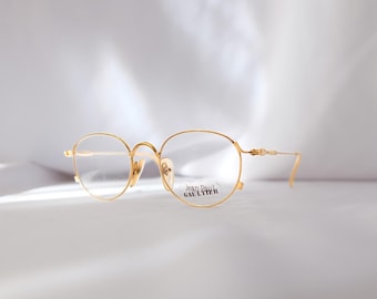 Jean Paul Gaultier Vintage 55 2172 Authentic Glasses Designer Frame / 90s Gold Oval Steampunk Eyeglasses
