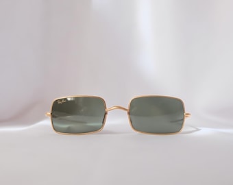 Authentic 90s Ray Ban Orbs Metal Rectangular Rare Sunglasses | Vintage Rayban Bausch & Lomb Lenses, Copper Frame, Made in USA