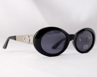 VERSACE MOD 403 Vintage  Authentic Rare Dedstock NOS Black Medusa Oval Sunglasses / Versace Lunettes / Vintage Versace Sunglasses