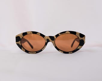 Vintage Versace Sunglasses: 90s MOD. 480, Medusa Logo, Swarovski Crystals