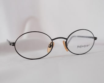 Vintage YSL Oval Eyeglasses: Silver Heart Accents, Deadstock Frames