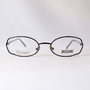 AUTHENTIC MOSCHINO Vintage 90s Black Oval Deadstock Eyeglasses Frame for both Women and Men / Moschino Lunettes / Moschino Eyewear
