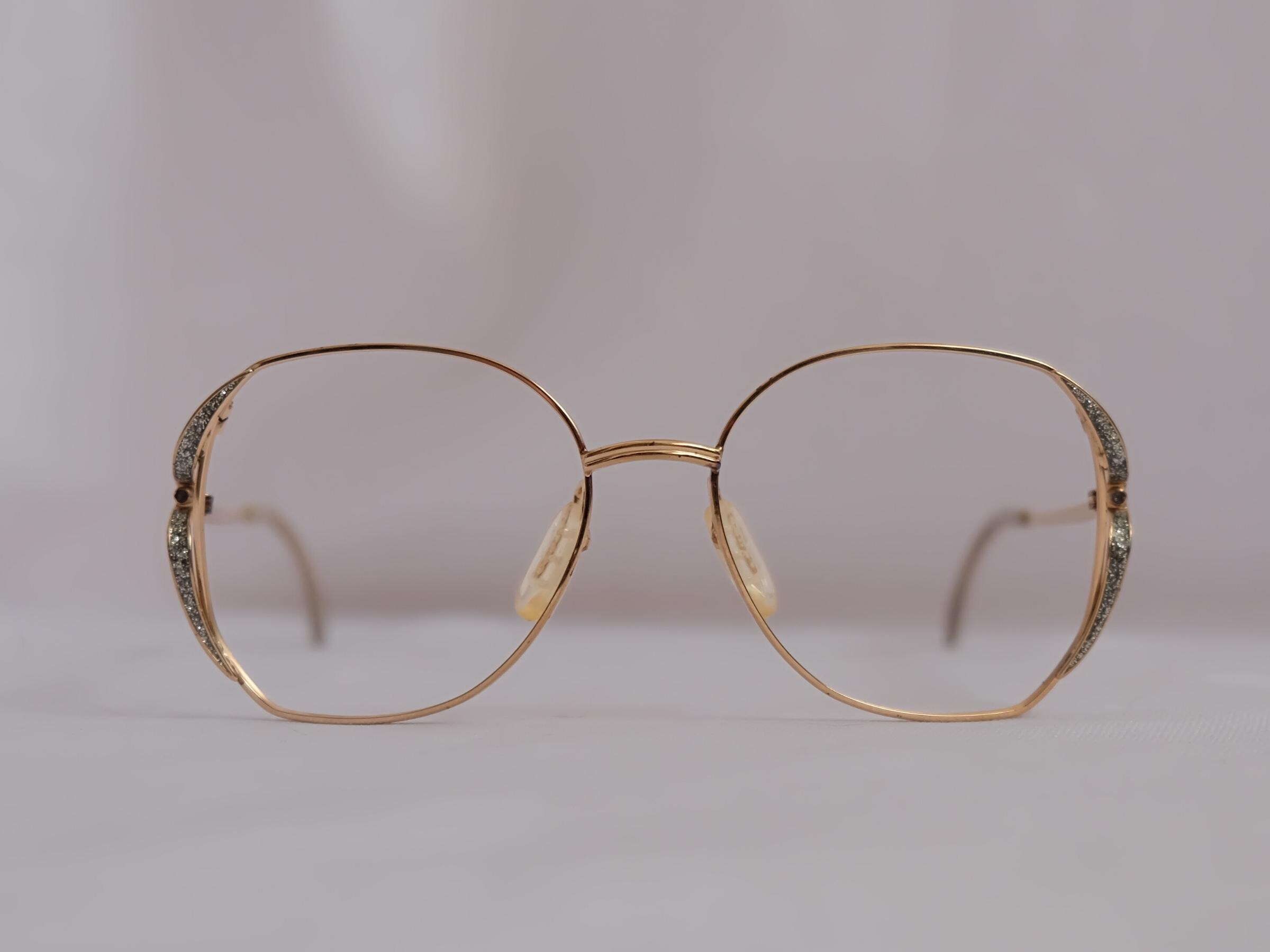 Vintage Zeiss 22K Gold Plated Eyeglasses, 1980s Oversized Frames