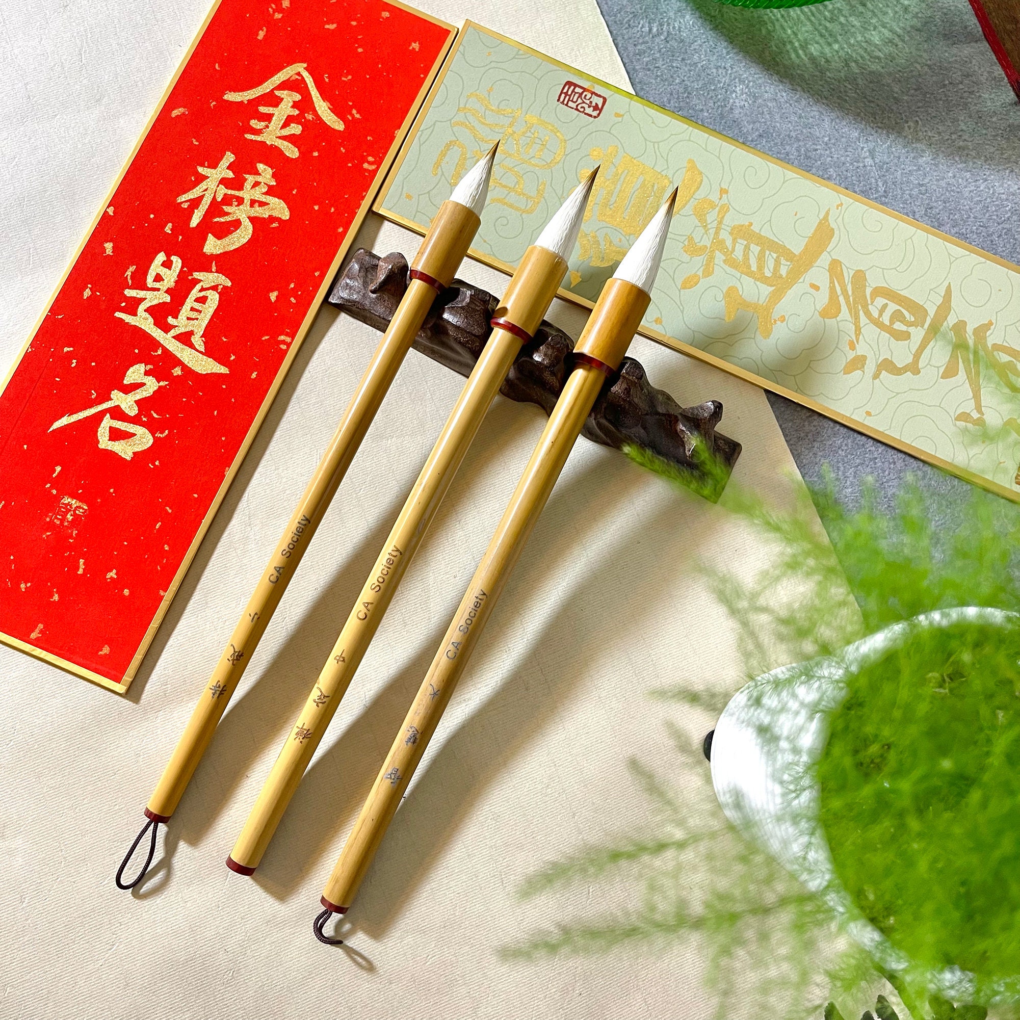 CA Society Chinese Calligraphy Set Japanese Calligraphy Brush Gift Set Brush Calligraphy Ink Water Writing Cloth 9 Pcs for Beginners