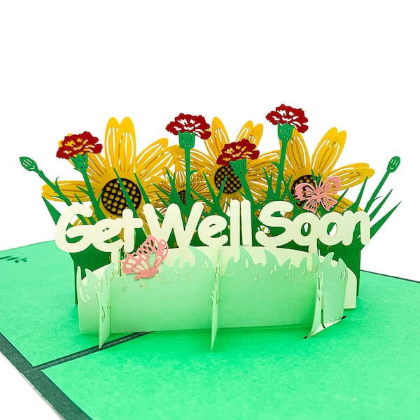 CA Society, Get Well Soon 3D Pop Up Greeting Cards, 3D Flower Greeting Cards, Thinking of You Cards, Take Care Cards