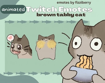 3 Lindo gato atigrado marrón animado Conjunto de gestos simples Mate Chibi Meme Minimal Noodle Cheer Love Twitch Youtube Discord