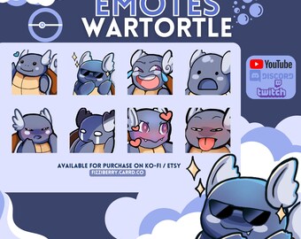 8 Cute Wartortle Emote Set Twitch Youtube Discord Pokemon