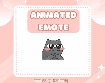 ANIMATED Shy Gray Cat Emote for Twitch Discord Youtube Cute Cat gif blushing happy emote