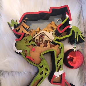 Grinch Stealing an Ornament  Christmas Decor