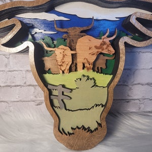 Longhorn Steer Multilayer wood art