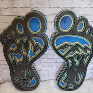 Sasquatch Feet Multilayer wood design Wall hanging